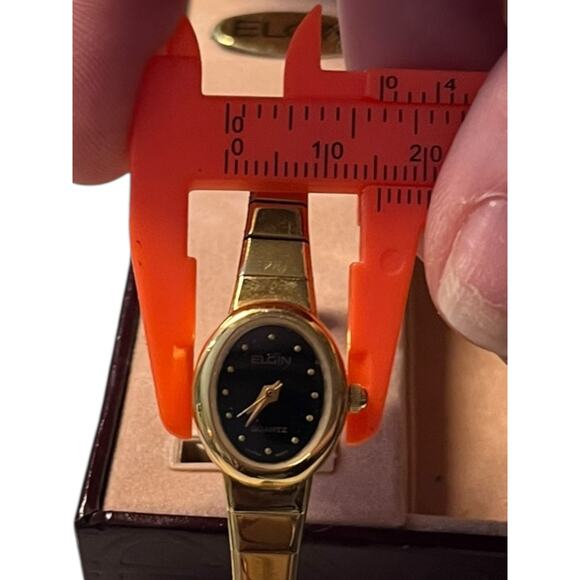 Elgin Ladies Quartz Watch Gold Tone Black Dial EJ192-048 NIB w/new battery - Picture 6 of 15